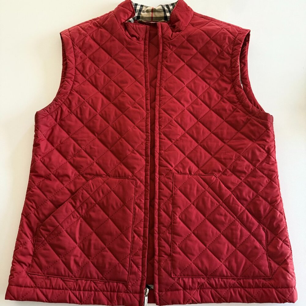 Burberry Vest- Red quilted size Large